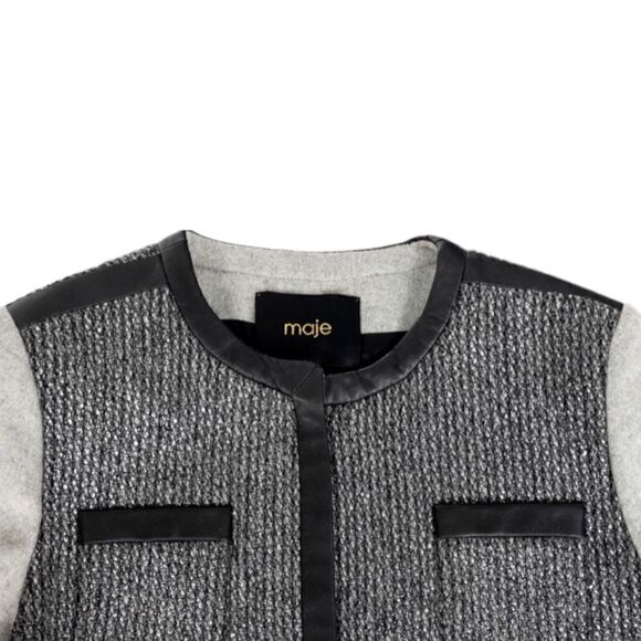 MAJE Virgin Wool & Lambskin Leather Trim STUNNING Fitted Coat. |Size: EU38| - Picture 7 of 10